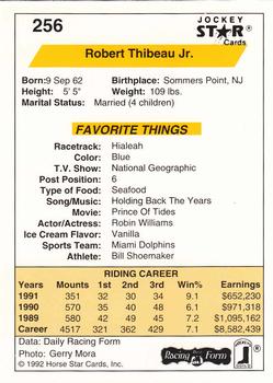 1992 Jockey Star #256 Robert Thibeau Jr. Back